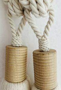 Un Paire de Liens de Rideau en Macramé en Coton et Lin, Style Bohème, avec Embout en Bois, Porte-Rideau Décoratif, Décoration d'Intérieur - Product Image 2
