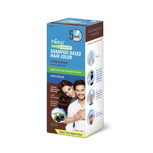 Nisha Quick Color Shampoo Hair Color, sin amoníaco, cobertura gris 100%, color de larga duración, para hombres y mujeres, marrón oscuro (400ml) - Product Image 5