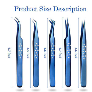 Beauty Anti-Magnetic Precision <b>Tweezers</b> for Eyelash Extension Stainless Steel Curved L-Shape Straight Tip Eyelashes <b>Tweezers</b> Set - Product Image 3
