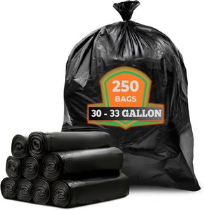 ถุงขยะดำแบบหนาพิเศษ Tasker ขนาด 30-33 แกลลอน แพ็คคุ้มค่า 250 ใบ ถุงขยะความหนาแน่นสูง - Product Image 1