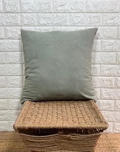 Housse de coussin carrée en coton et lin vert uni, écologique, taie d'oreiller unie, décoration intérieure - Product Image 1