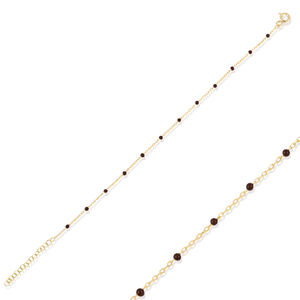 Brown Color Enamel Design <b>Chain</b> Bracelet Turkish Handcrafted Wholesale 925 Sterling Silver Jewelry - Product Image 1