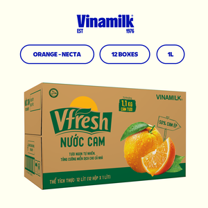 Vinamilk 2023-vfresh-ORANGE necta-ขายส่ง-คุณภาพสูง-กล่อง1L x 12กล่องต่อกล่อง - Product Image 3