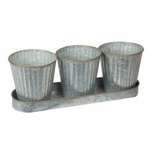 Juego de 3 macetas de flores galvanizadas de hierro para decoración de hogar y jardín maceta de flores hecha a mano personalizada - Product Image 4
