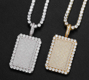 Pendentif carré - Collier en diamant moissanite or diamant Collier en laiton personnalisé avec pendentif - Product Image 6