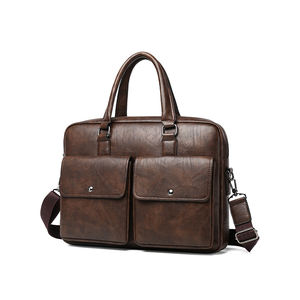 Sacoche pour ordinateur portable en cuir véritable pour homme, vintage, exécutif, bandoulière, imperméable, durable, simple, usage quotidien, écologique - Product Image 2