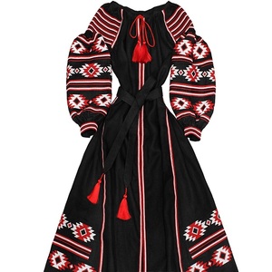 Eye Catching Bohemian Summer <b>Wedding</b> <b>Dress</b> For Women Embroidered Full Sleeve Ukrainian <b>Dresses</b> - Product Image 1