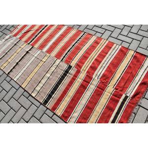 Vintage 9x12 Rectangle Large Area Rug Ethnic <b>Red</b> Beige Patchwork Design 10mm Wool <b>Material</b> with Latex for Teen 3.8x4.4ft - Product Image 4