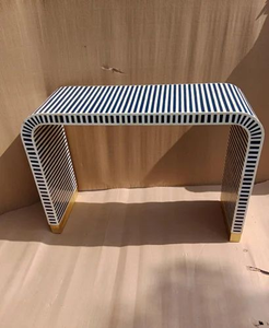 Table console d'entrée en bois avec incrustations d'os faites à la main, design classique, écologique, complexe, résine d'os et bois, artisanat multiple - Product Image 3