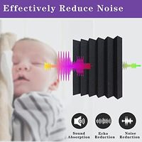 Lot de 24 panneaux acoustiques en bois de 2 po x 12 po x 12 po, ignifuges, insonorisants, absorbants du bruit, mousse murale, violet + noir