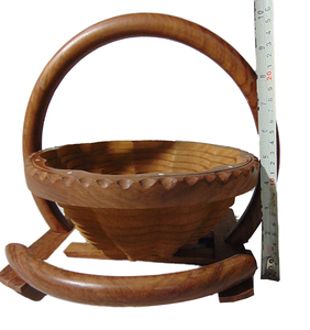 Stylish and Eco-Friendly Modern Foldable Fruit <b>Basket</b> Handmade Teak <b>Wood</b> Goods Folk Art Style - Product Image 5