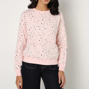 Sudadera de calle de gran tamaño para mujer, pantalla personalizado con estampado de jersey de lana, Jersey a prueba de viento con hombros caídos, estilo ODM - Product Image 2