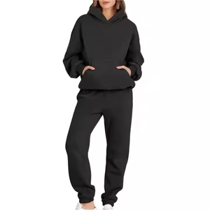 Women's Premium Quality 100% Cotton Two-Piece <b>Tracksuit</b> Oversized Plain Style Heavyweight <b>Winter</b> Two-Piece <b>Tracksuit</b> Washed - Product Image 4