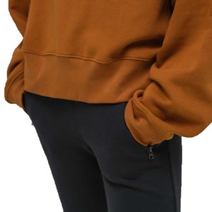 Venta al por mayor de mujeres de gran tamaño poliéster/algodón de peso pesado polar 300g sudadera forrada logotipo bordado frente gota hombro invierno - Product Image 5