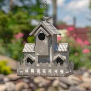 Vintage-inspired Galvanized Birdhouses with Patina Finishes Ideal for Creating a Nostalgic Atmosphere in <b>Gardens</b> - Product Image 4