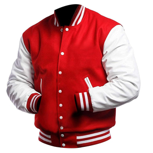 Veste Letterman en laine mélangée avec fermeture à bouton pression sur le devant Bomber Letterman moderne avec veste à rayures athlétiques varsity - Product Image 2