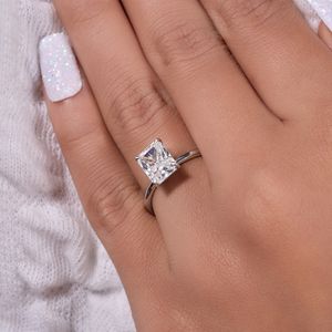 2.50 Ct Elongated Radiant Cut Moissanite Crushed Ice Solitaire Engagement <b>Ring</b> Sparkling Modern Moissanite Bridal Jewelry - Product Image 1