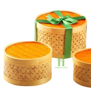 La mejor opción Cesta de almacenamiento de bambú hecha a mano Cesta Vintage para cocina Comedor Embalaje OEM en Vietnam - Product Image 6