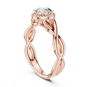 Anillo de compromiso de diamante de laboratorio de oro sólido de 14K, Diamante de corte redondo de moda para regalo de fiesta de aniversario de boda - Product Image 6