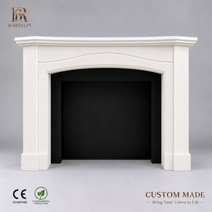 Mantel de Chimenea Personalizado de Piedra Natural Tallada en Beige, Inserto de Chimenea de Mármol para Leña, Decoración para Proyectos Hoteleros - Product Image 1