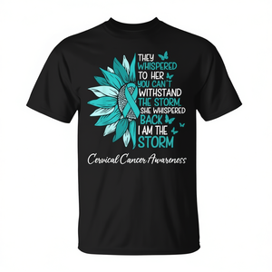 T-Shirt Premium Personalizzabile per la Consapevolezza sul Cancro Cervicale, Design Girasole, Colore Teal - Product Image 2