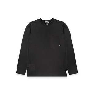 เสื้อทีเชิร์โดว์แขนยาวสำหรับผู้ชาย, ผ้าฝ้าย100% สีดำซักด้วยเครื่อง - Product Image 1