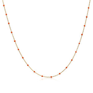 Collier chaîne en émail couleur orange, design artisanal, vente en gros, bijoux turcs en argent sterling 925 - Product Image 1