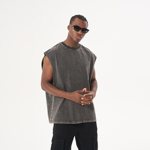 Fabricant personnalisé Dtg impression 100% coton t-shirt Vinyl Vest Streetwear Dropship Heavyweight Vintage T-shirt pour hommes - Product Image 3