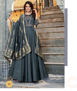 El último vestido de seda pura bordado de trabajo pesado Khalid Dupptta Colección de Bodas de Estilo Vintage para fiestas Venta en línea - Product Image 2