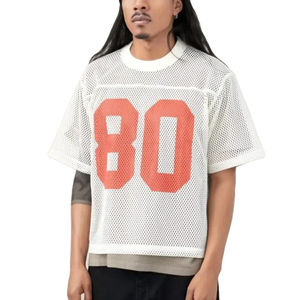 Camiseta de malla cuadrada ligera 180g Jersey hombro caído transpirable ligero de secado rápido Impresión de logotipo personalizado OEM - Product Image 2