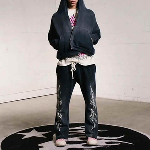2025 Unisex francés Terry Flare pantalones de chándal de alta calidad ligero transpirable Vintage Sun Fade estampado personalizado Streetwear verano - Product Image 5