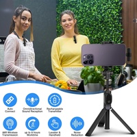 Système de microphones sans fil doubles avec micro-cravate, réduction intelligente du bruit, compatible utilisation en direct