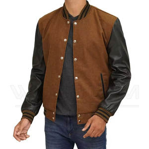 Blouson universitaire homme grande taille, fin, personnalisé avec logo, col montant, style streetwear, soldes d'hiver - Product Image 1