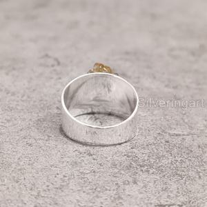 Bijoux en pierre brute Bague pour femme Citrine large naturelle Pierre précieuse brute Novembre Pierre de naissance Bijoux de Noël Bague en argent sterling 925 - Product Image 5