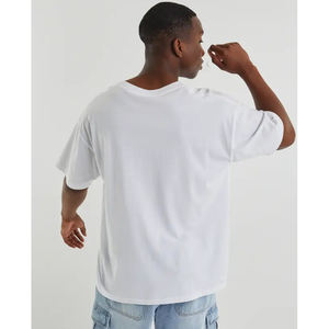 Calidad de gran tamaño Drop Shoulder Loose Fit Soft Transpirable Heavy Weight Cotton Streetwear Casual Camiseta cómoda para hombres - Product Image 2