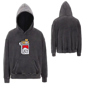 Sweat à capuche vintage épais personnalisé Patchwork Acid Washed Zip up Embroidery Distressed Hoodie pour hommes - Product Image 6