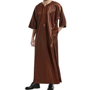 Wholesale High Quality <b>Men's</b> Islamic Moroccan Thobe <b>Kaftan</b> Jubbah Plus Size Autumn Thermal Breathable Polyester Cotton Printed - Product Image 5