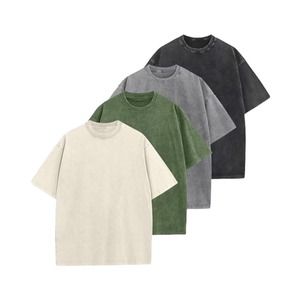 Camiseta de algodón 100% para hombre desgastada, logotipo Vintage en blanco, camiseta lavada a la piedra personalizada, camiseta lavada con ácido de gran tamaño, ropa de calle descolorida - Product Image 1