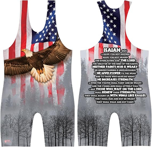Factory OEM Wholesale Sublimation Wrestling Singlets Set Polyester Fiber <b>Mesh</b> Custom Unisex Wrestling Singlet - Product Image 3