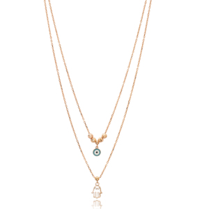 Hamsa Eye Layered Design Zircon Pierre Charme Pendentif Turc Fabriqué À La Main En Gros 925 Argent Sterling Bijoux - Product Image 1