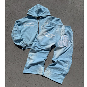 Survêtement pour hommes de haute qualité survêtement personnalisé Streetwear grande taille broderie boxe recadrée hommes fermeture éclair à capuche et ensemble de pantalons de survêtement - Product Image 4