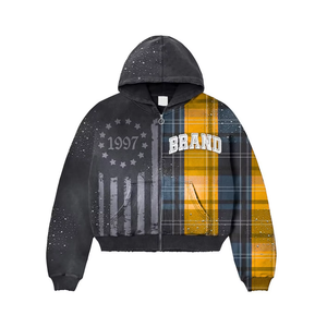 Sudadera Premium de Estilo Urbano con Estampado Personalizado, Bordado Desgastado y Pedrería, Sudadera Extra Grande Lavada OEM - Product Image 1