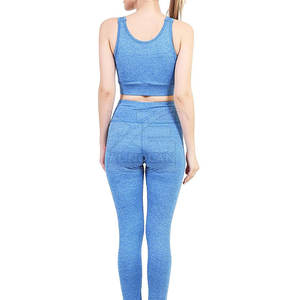 ชุดโยคะไร้รอยต่อ 2 ชิ้น คุณภาพสูงสำหรับผู้หญิง ผ้าสแปนเด็กซ์/โพลีเอสเตอร์ ระบายอากาศได้ดี เอวยางยืด ลายเรียบ สำหรับออกกำลังกายในยิม - Product Image 6