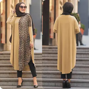 NO MOQ Wholesale Factory Price Fashion Wear Jersey Fabric Printed Stretchable Women Tunic Top Abaya Dress
