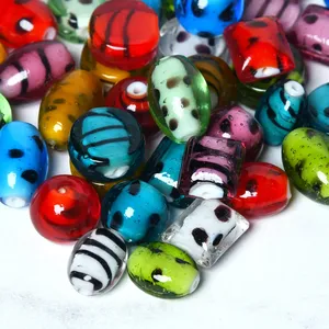 Wholesale Bulk Assorted <b>Glass</b> <b>Beads</b> for Jewelry Making & Crafting, Mixed Large & Small <b>Beads</b> with Dots & Stripes Design - Product Image 1