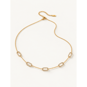 Collar de moda en capas Pave Link Station - Product Image 1