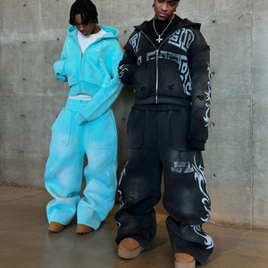 Survêtement tricoté personnalisé pour hommes sweat à capuche respirant deux pièces ensemble de sport fournisseur OEM tenue de jogging décontractée - Product Image 4