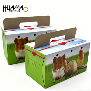 OEM Recyclable Custom Printed Cardboard Gift <b>Box</b> with Handle Breathable <b>Packaging</b> for <b>Small</b> Pets Snacks Toys kraft paper <b>box</b> - Product Image 3