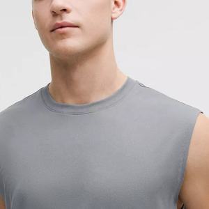 Camiseta sin mangas de verano para hombre, capa Base de algodón transpirable de Color sólido de secado rápido para entrenamiento, estilo informal, logotipo frontal de punto - Product Image 6