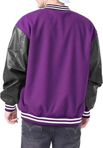 Veste de baseball en cuir pour hommes brodée en chenille personnalisée Veste universitaire personnalisée pour hommes Bomber - Product Image 3